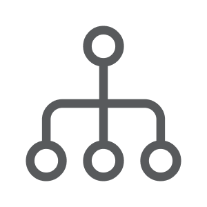 graph_2-energiekosten-rechner-fuer-unternehmen-energiekosten-senken-enline - Energie-Plan + Management GmbH Simple hierarchy diagram: a central top node connected to three bottom nodes.