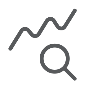 query_stats-energiekosten-rechner-fuer-unternehmen-energiekosten-senken-enline - Energie-Plan + Management GmbH Line graph trending upward with a magnifying glass, symbolizing data analysis